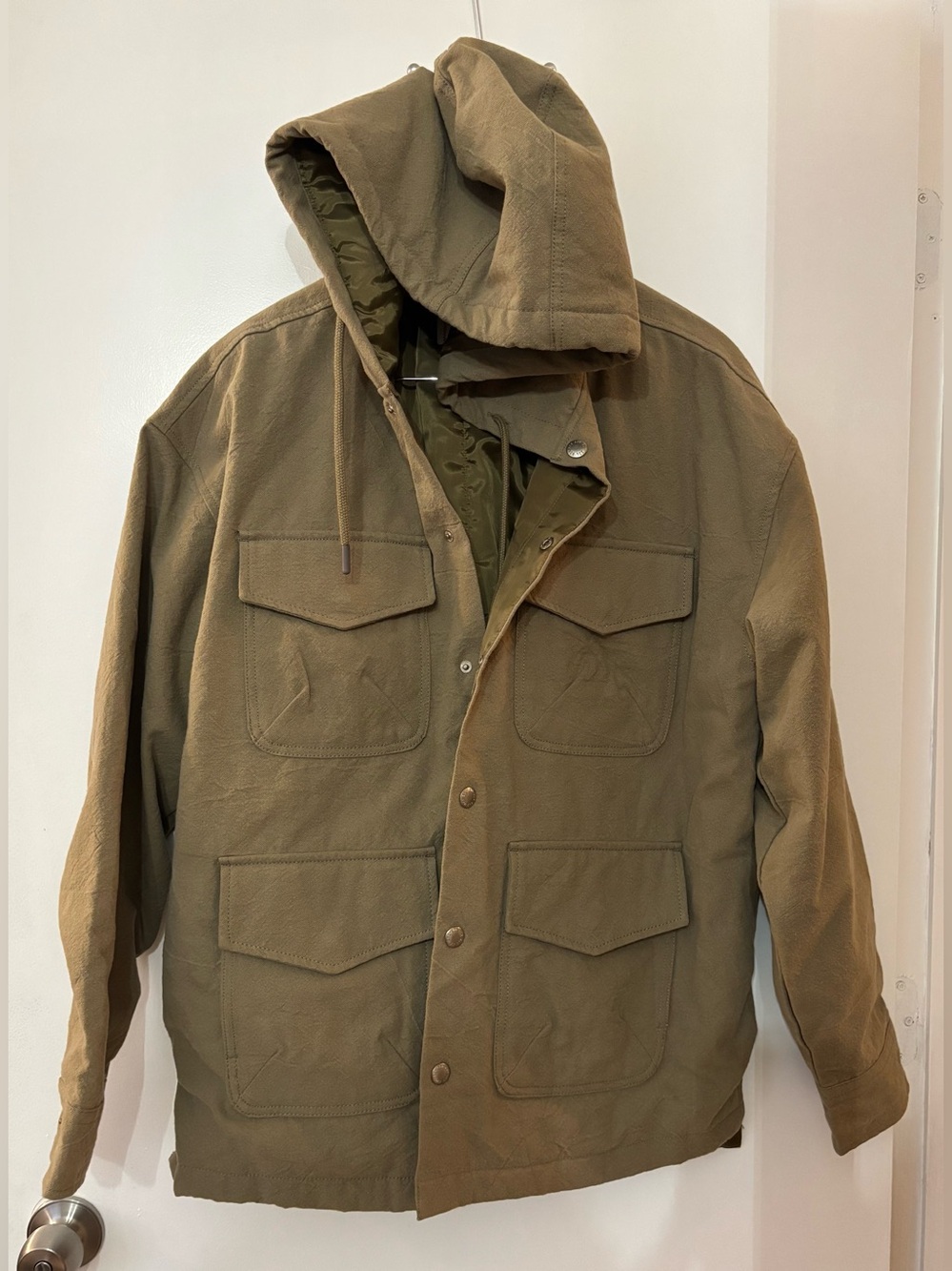 BDG Urban Outfitters Men Green Quilted Hooded Utility Shacket Jacket Size Medium